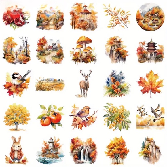 Set of 50 Autumn Individual Shaped Stickers - Picture 4 of 7